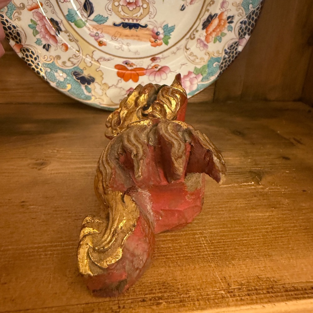 Antique Chinese Gilt Wood Foo Dog Temple Fragment - Picture 8 of 10